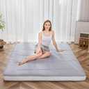 MAXYOYO Futon Mattress, Padded Japanese Floor Mattress Quilted Bed Mattress Topper, Extra Thick Folding Sleeping Pad Breathable Floor Lounger Guest Bed for Camping Couch, Grey, Full