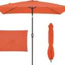 JEAREY 6.5x10 ft Rectangular Patio Umbrellas Rectangle Outdoor Umbrella with Push Button Tilt and Crank, Market Table Umbrella 6 Sturdy Ribs UV Protection for Poolside Garden Backyard Deck, Orange