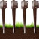 ARIFARO 4x4 Fence Post Anchor Ground Spike, 24 Inch Heavy Duty Powder Coated Metal Post Anchor for Mailbox, Fence & Garden Posts, Fits 3.5" x 3.5" Actual Post, Brown, Pack of 4
