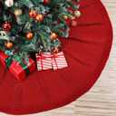 72 Inch Christmas Knitted Tree Skirt Giant Claret Red Chunky Xmas Tree Skirt Extra Large Braided Cable Knit Rustic Farmhouse Xmas Ornaments for Home Merry Christmas Holiday Winter Party Decoration