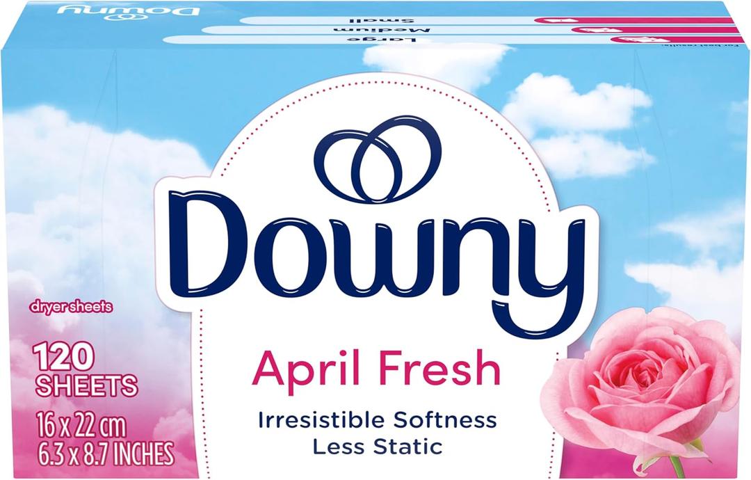 Downy Fabric Softener Dryer Sheets, April Fresh Scent, 120 Count, Pack of 3