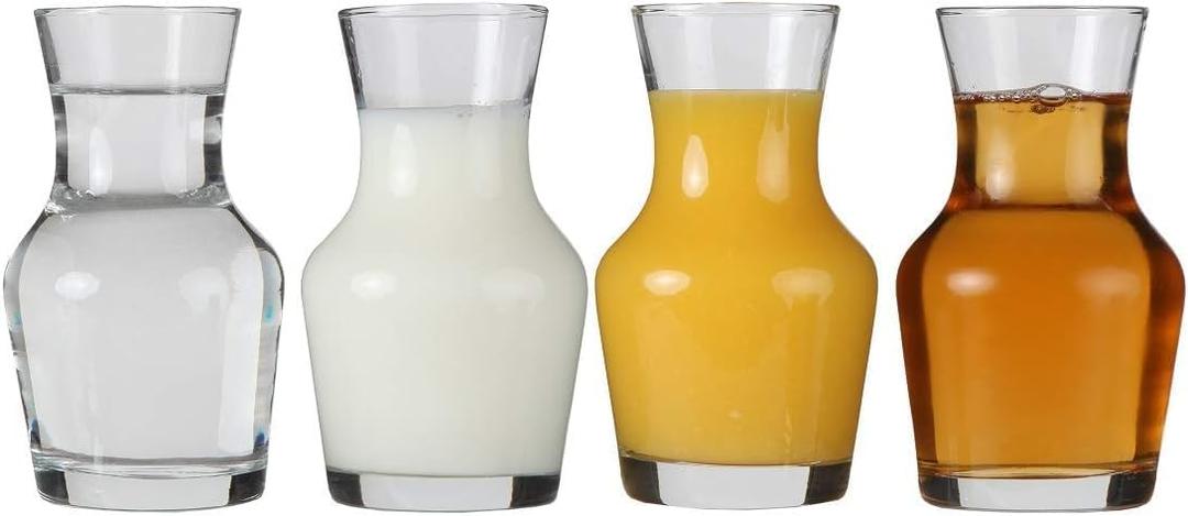 Lily's Home Individual Glass Wine Decanters, Miniature Personal Size Carafes Ideal for Dinner Parties and Wine Tastings, Makes Wonderful Gift (8.4 oz. Each, Set of 4)