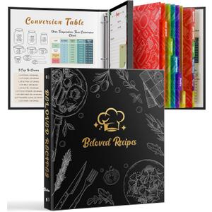 Recipe Binder 8.5"x11" 3 Ring Set, Waterproof Full Recipe Book Binder with Plastic Sleeves, Recipes, Dividers & Labels, Blank Recipe Card Book to Write in Your Own Recipe