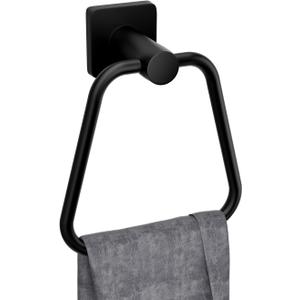 DUKWIN Towel Ring for Bathroom, Matte Black Hand Towel Holder 304 Stainless Steel Towel Racks, Modern Wall-Mounted Towel Hanger for Bathroom, Kitchen