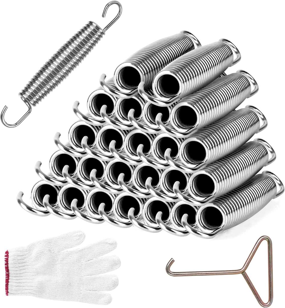 5.5inch/6.5inch/7inchTrampoline Springs Heavy Duty Stainless Steel Replacement Trampoline Replacement Parts, Weather-Resistant, Includes Tool and Gloves, Universal Trampolines Spring Tool