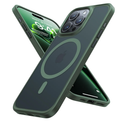 TORRAS Magnetic Shockproof for iPhone 15 Pro Case, [MilitaryGrade Drop Tested][Compatible with MagSafe] Translucent Hard PC Back with Silicone Slim Protective Cover AntiFingerprint, Green
