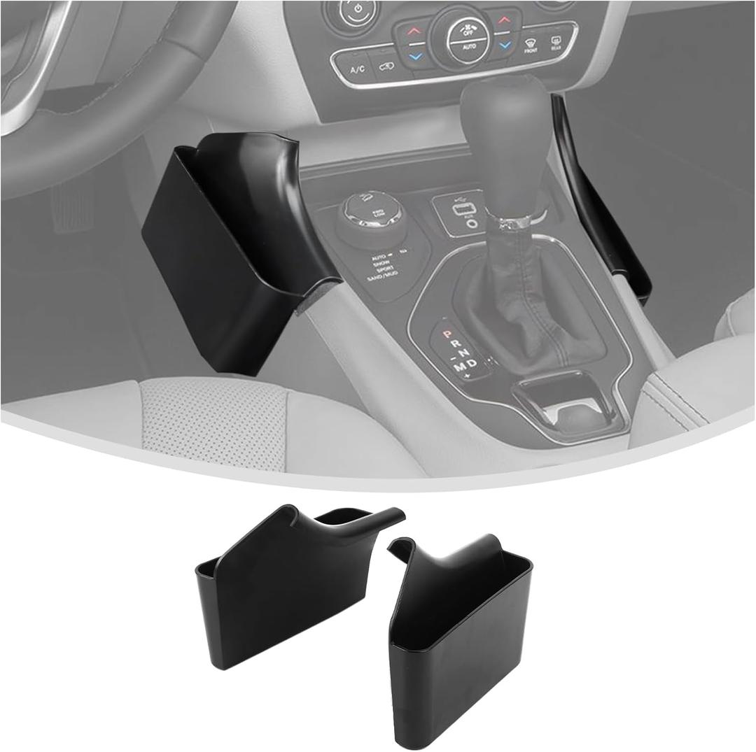 Linskip Center Console Storage Organizer Compatible with Jeep Cherokee 2014-2023, Gear Shift Side Tray, Interior Accessories(Black)