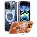 CASEKOO Clear for iPhone 17 Pro Case with 360 Spin Magnetic Stand[Fit for MagSafe][17FT Military Protection][Long-Lasting Clarity] Slim Frame Titanium Alloy Sturdy Stand 6.3'', Clear