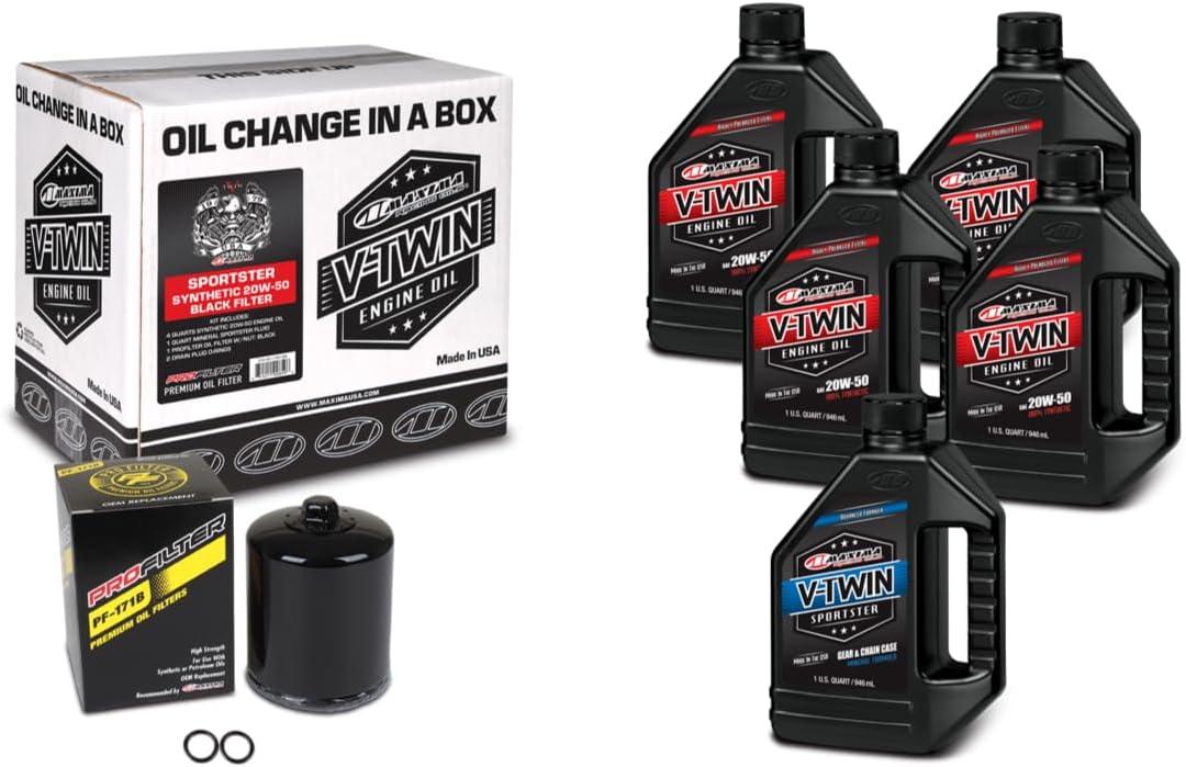 V-Twin Oil Change Kit Synthetic w/Black Filter, Sportster