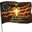 3 x 250th Anniversary USA Flag, 1776-2026 Patriotic Outdoor Banner, 3x5 Ft, Double Sided 3-Ply, 4th of July Yard Decor (We The People)
