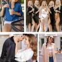 Ekouaer Women's Satin Nightshirt Button Down Sleepshirt Silk 3/4 Sleeve Nightgown Boyfriend Notch Collar Sleepwear S-3XL (XXL)