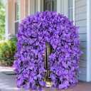 2 Pcs UV Resistant Artificial Flowers for Outdoors, Realistic Faux Silk Bougainvillea Flowers, Fake Hanging Plants for Porch Patio Balcony Decoration (Dark Purple)
