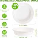 50-Pack 105oz Extra Large Disposable Paper Salad Bowls, Heavy Duty Sugarcane Fiber Paper Serving Bowls for Pasta, Soup & Party Sharing, Microwave Safe