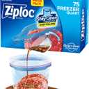 Ziploc Quart Food Storage Freezer Bags, New Stay Open Design with Stand-Up Bottom, Easy to Fill, 75 Count