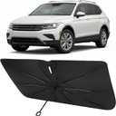 Proadsy Windshield Sun Shade Umbrella for Volkswagen Tiguan 2025 2026 Foldable Car Umbrella Sunshade with Soft TPU Handle Spring Structure Crystal Cooling Material Protect Car from Rays & Heat