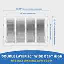 20x16 Return Air Grille [Duct Opening Size],Return Air Vent Cover for Wall Or Ceiling,Steel Return Air Filter Grilles Removable Face/Door for 1 Inch Filters (20"Wx16"H[Duct Opening])