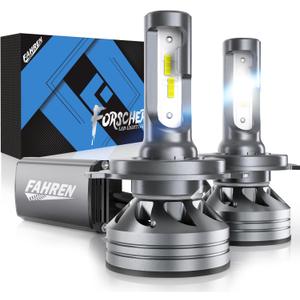 FAHREN H4 Light Bulb, 50000LM 1000% Super Brighter, Real 1:1 Size, 9003/HB2 for High Low Beam, 6500K Cool White, 70000Hrs Long Service Life with Cooling Fan, Plug and Play, Pack of 2
