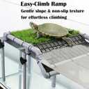 Extra Large Turtle Basking Platform for Aquatic Turtles, Sturdy Turtle Dock with Non-Slip Ramp and Artificial Grass, Red Ear Slider Tank Accessories for 50/65/75/90/125 Gal, Gray/Black