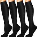4 x Iseasoo 4 Pairs Compression Socks for Women Circulation-Best Support for Nurses,Running,Athletic,Travel (Black, S/M)