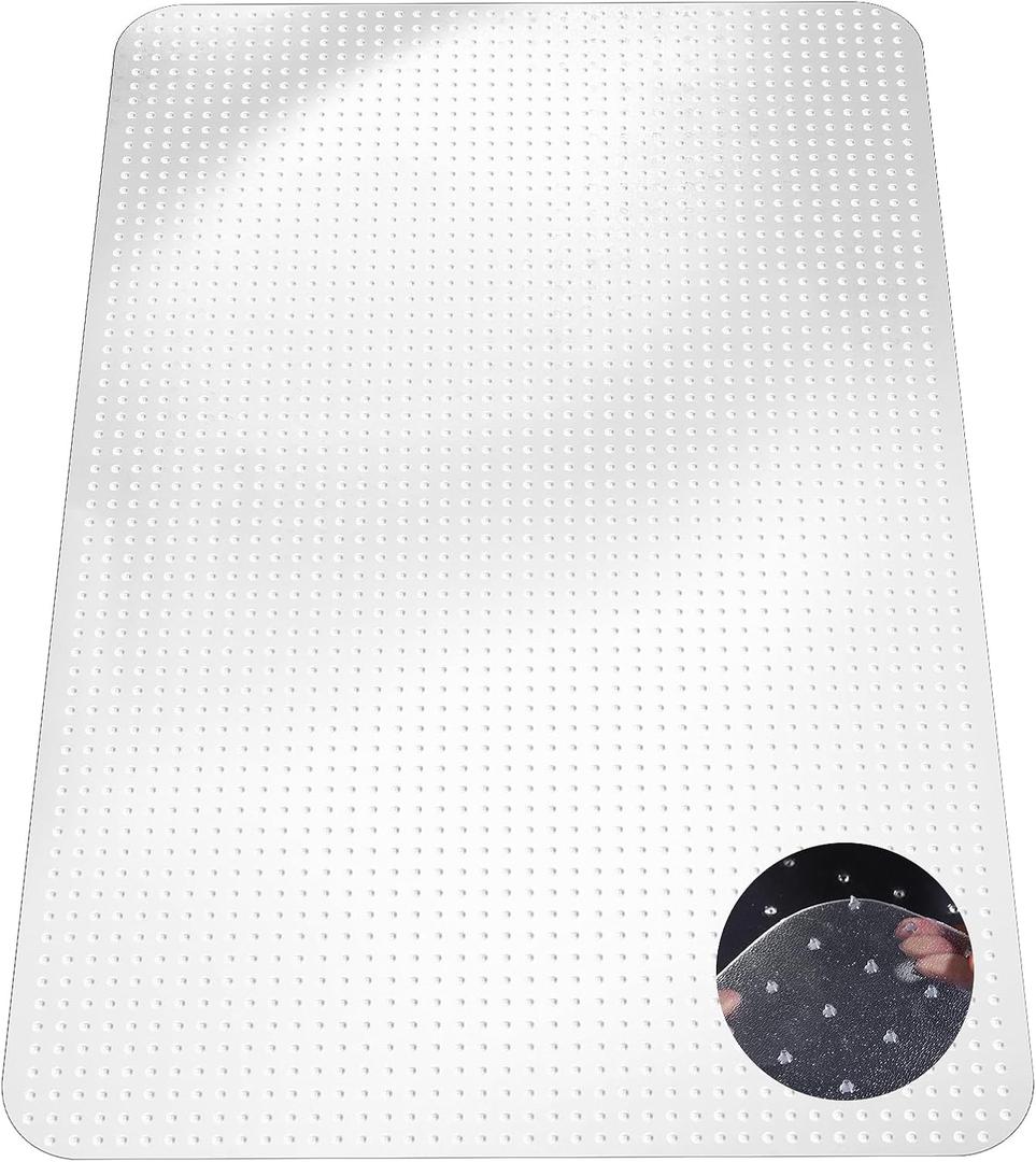 46 x 72 Office Chair Mat for Carpet, 2.2 mm Thick Clear Desk Chair Mat with Non-Slip Grips, Large Floor Protector for Low, Flat Carpeted Floors (Clear)