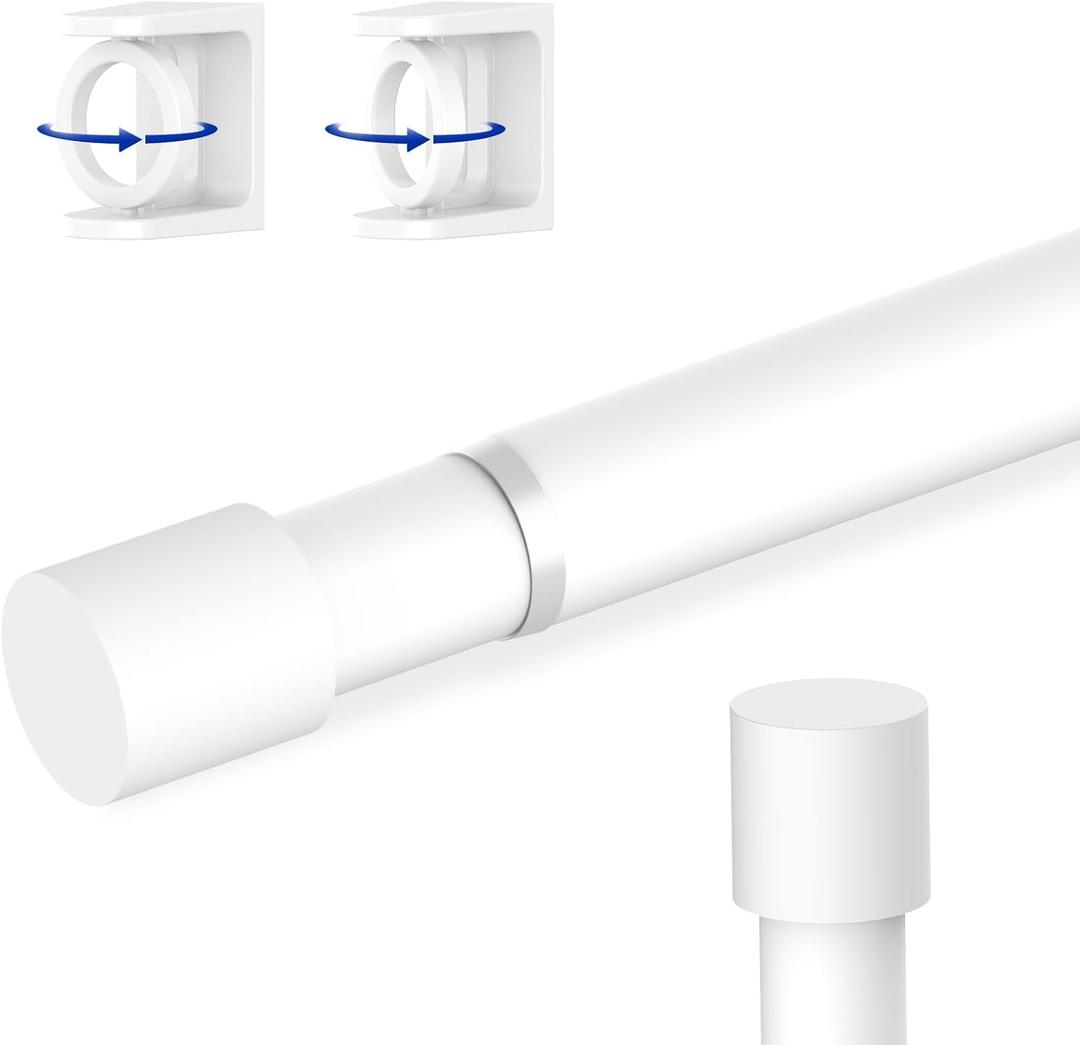 White Spring Tension Rod, Max 18 to 36 Inch Adjustable Tension Rods 24 to 36 inch, No-Drill Easy Installation Rust-Resistant Spring rod, Suitable for Closets Rod, Shoe Cabinets, White