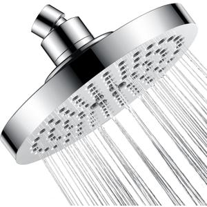 BRIGHT SHOWERS High Pressure Shower Head, 6 Inch Rain Shower Head, 2 Spray Settings Rainfall Shower Heads, Adjustable Angle Replacement Bathroom Showerhead, Easy Installation Polished Chrome (2.5 GPM) BRIGHT SHOWERS High Pressure Shower Head, 6 Inch Rain Shower Head, 2 Spray Settings Rainfall Shower Heads, Adjustable Angle Replacement Bathroom Showerhead, Easy Installation Polished Chrome (2.5 GPM)