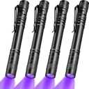 Honoson 4 Pieces UV Black Light Flashlight Small Blacklight Flashlights Pen Lights for Leak, Pet Urine, Hotel Inspection, Dry Stain and Dye Detector, 5.2 Inches Long