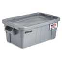 Rubbermaid Commercial Products BRUTE Tote Storage Container with Lid, 14-Gallon-included, Rugged/Reusable Boxes for Moving/Storing in Garage/Basement/Attic/Jobsite/Truck/Camping, Gray (Grey)