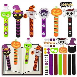 Halloween Crafts for Kids Ages 4-8, 24 Pack Halloween Bookmarks DIY Crafts, Halloween Party Favors Trick or Treating, Goodie Bag Gifts Toys, Halloween Classroom Prizes for Kids Art Activities