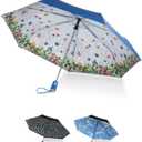 Totes Auto Open/Close Compact Umbrella with Printed Under Canopy (One Size, Floral)