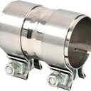 Polished Stainless Steel 2.5" ID to 2.5" ID Exhaust Adapter With Clamps,ID 2-1/2 Inch Exhaust Reducer Connector Pipe/W Clamps, 4'' Length Exhaust Coupler,Universal Fitment