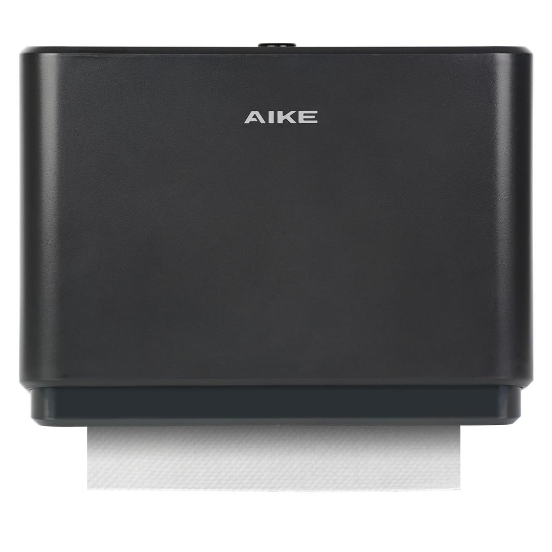 AIKE Wall Mount Paper Towel Dispenser, Fit Multifold Paper Towel Folded Size 10"x3.1" or Smaller, 200 Sheets Capacity Black Finish