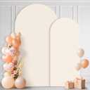 Ledido Wedding Arch Backdrop Cover 6FT 7.2FT Arch Covers 2Set Fitted Stretchy Spandex Round Top Stand Backdrop Cover for Wedding Banquet Ceremony Birthday Party Baby Shower Event Decoration,Beige