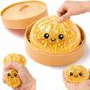 Glitter Dumpling Squishy Toy Box Gaint Squishy Dumplings Squishies Fidget Toys Real Adults Anxiety Relief Squeeze Toy for Adults & Teens, Glitter Gold