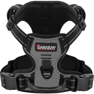 BARKBAY Dog Harness No Pull for Medium Dogs - Adjustable, Reflective, Comfortable, No Choke, Heavy-Duty - Perfect for Outdoor Training, Walking, and Hiking - Strong & Durable - M & Dark Grey