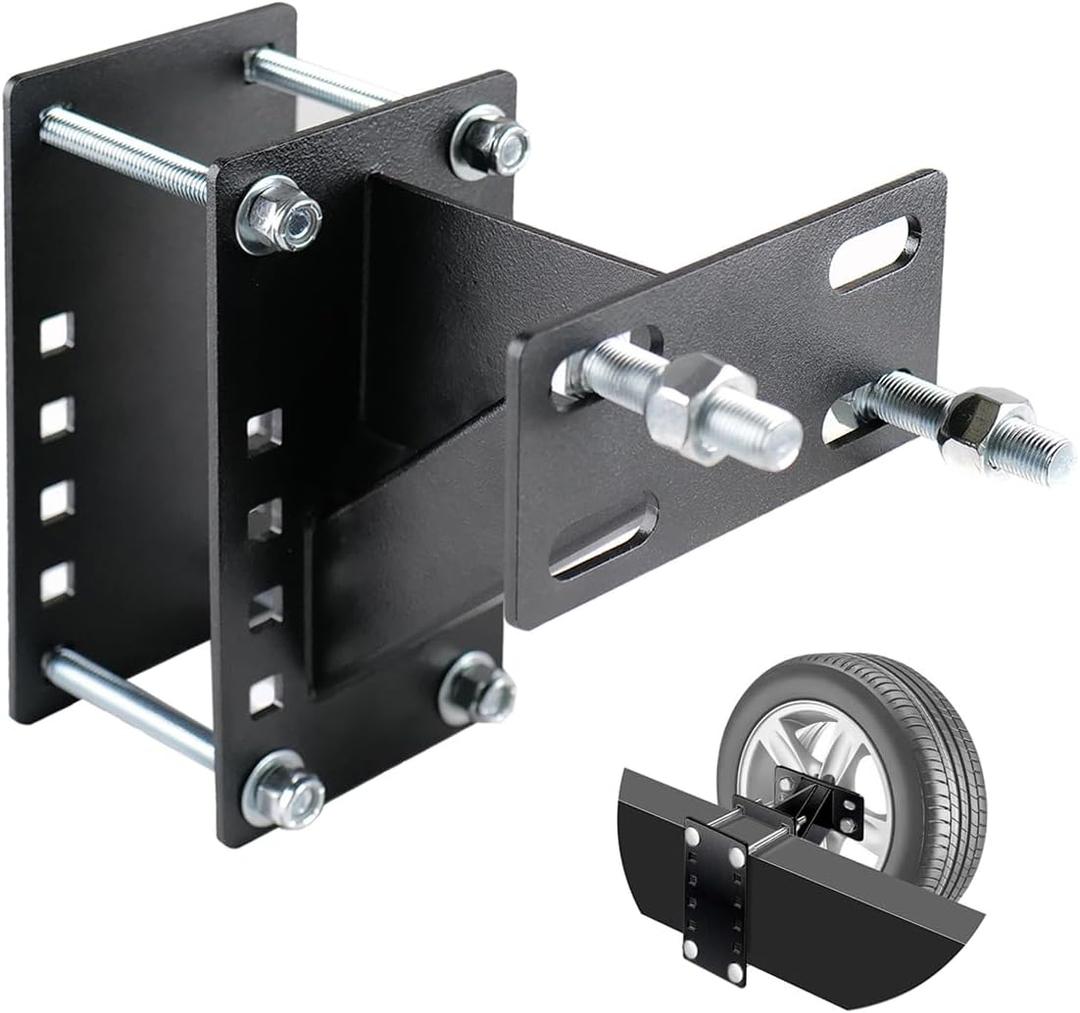 fouwick Trailer Spare Tire Mount, Spare Tire Bracket Fits 4 & 5 & 6 Lugs Trailer Wheels on 4", 4.5'', 4.75'', 5'' and 5.5'' Bolt Patterns, Hold up to 150 Lbs, Black Spare Tire Carrier