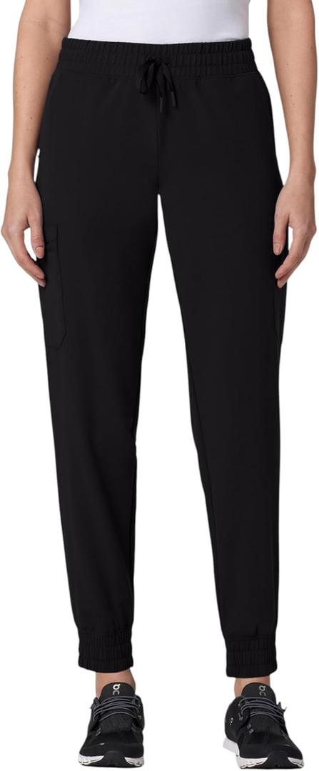 Jaanuu Neo Women's 7-Pocket Classic Mid-Rise Scrub Jogger (XX-Small Tall, Black)