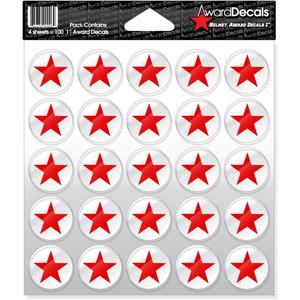 Award Decals Star (Red on Clear) Sticker Set (100 Decals) 1" The Original Award Decals Premium 20mil Thick Helmet Decals Made in The USA Since 1976