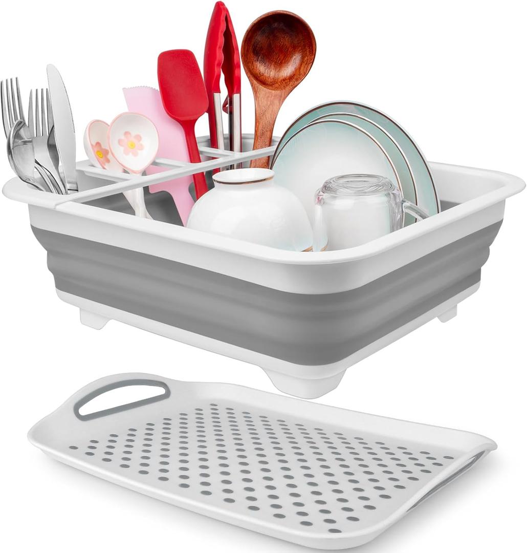 Collapsible Dish Drying Rack Portable Dish Drainers for Kitchen Counter with Drainboard, Kitchen Sink Organizer Basket RV Accessories Camper Storage and Organization Dish Rack Over Sink Drying Rack (14"x12")
