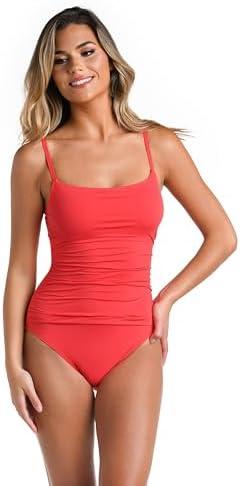 La Blanca Women's One Piece Swimsuit Island Goddess Shirred Side Women's Bathing Suit M