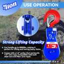 TKK 4 Ton Snatch Block with Hook - 8800lbs Capacity, 4.5" Sheave, 1/2" Wire Rope - High Strength Pulley for Towing, Recovery, Winch - Ideal for Tow Trucks, Rollbacks, Wreckers, Car Haulers
