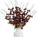 IPOPU 6PCS Burgundy Delphinium Artificial Flowers 42.5'' Realistic Silk Larkspur Flowers Long Stem Faux Hyacinth Flowers for Tall Vase Wedding Party Garden Home Decor (Burgundy)