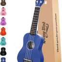 Strong Wind Soprano Ukulele 21 Inch Basswood Ukeleles for Beginners Four Strings Hawaiian Guitar Saint Patrick's Day Ukulele for Adults Teenagers Blue