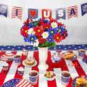 44 Heads Artificial Cemetery Flowers for Grave, 2 Bouquets UV Resistant Outdoor Grave Decorations Daisies, Red White Blue Patriotic Memorial Flowers for Veterans Outdoor Indoor USA 250th Anniversary