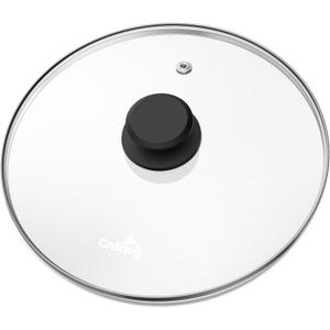 Tempered Glass Lids for Pots and Pans, Cast Iron Skillet Lid 10.5 Inch, Round Frying Pan Lid, Replacement Pan Cover, Crock Pot Lid with Stainless Steel Rim, Dishwasher Safe, Cookware Pot Covers