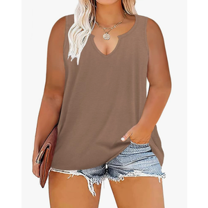 VISLILY Women's-Plus-Size-Tank-Tops Sleeveless Summer V Neck T Shirts Casual Loose Tunics Tee, XL