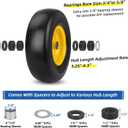 GICOOL Flat Free Lawn Mower Tire and Wheel with Bearing Bore 3/4" or 5/8", 13x5.00-6 Smooth Tread Tire, 3.25"-5.9" Centered Hub, 2 PCS