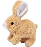 Realistic Bunny Toy,Interactive Hopping Rabbit Plush Toy, with Lifelike Movements, Walking, Sounds & Twitching Nose, Soft Stuffed Animal Easter Gift for Toddlers Kids (Brown)