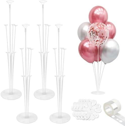 Balloon Stand kit 4 Sets 10 Pcs Balloon Arch Kit Balloons Sticks with Base Balloons Tape Balloon Arch Stands for Table Floor Party Baby Shower Decorations Table Centerpiece Decor Wedding Birthday