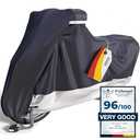 VELMIA Motorcycle Cover - Extremely Heat Resistant up to 550F, Waterproof for All Seasons, Fits Motorcycles, Scooters, Mopeds & Harleys Size L 91"x 39"x 49 Inch